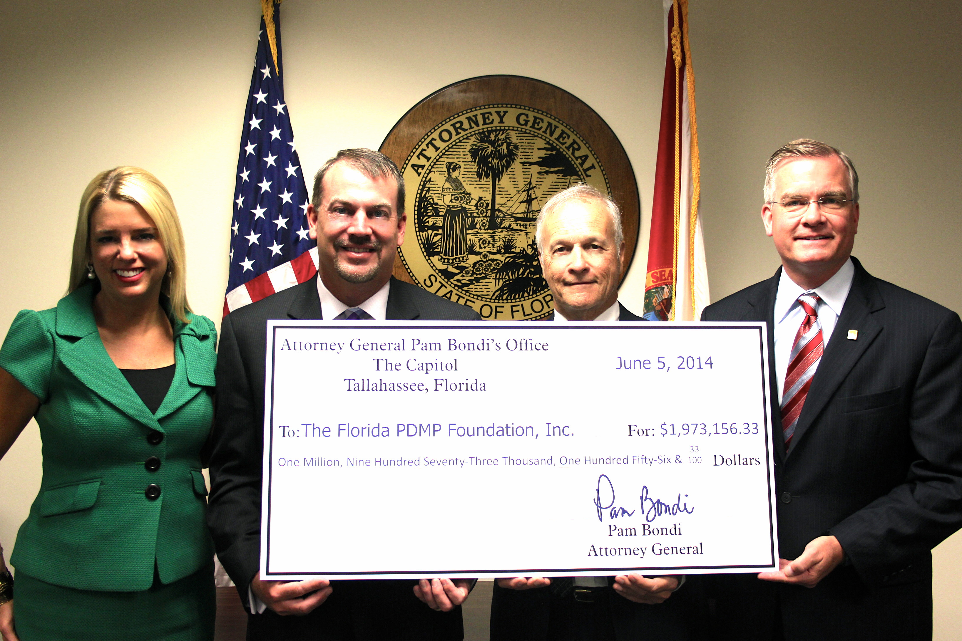 PDMP Foundation accepts $2 million dollar check from Attorney General Pam Bondi