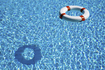 Pool ring floating on top of the water