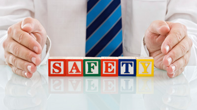 Safety spelled out with toy blocks