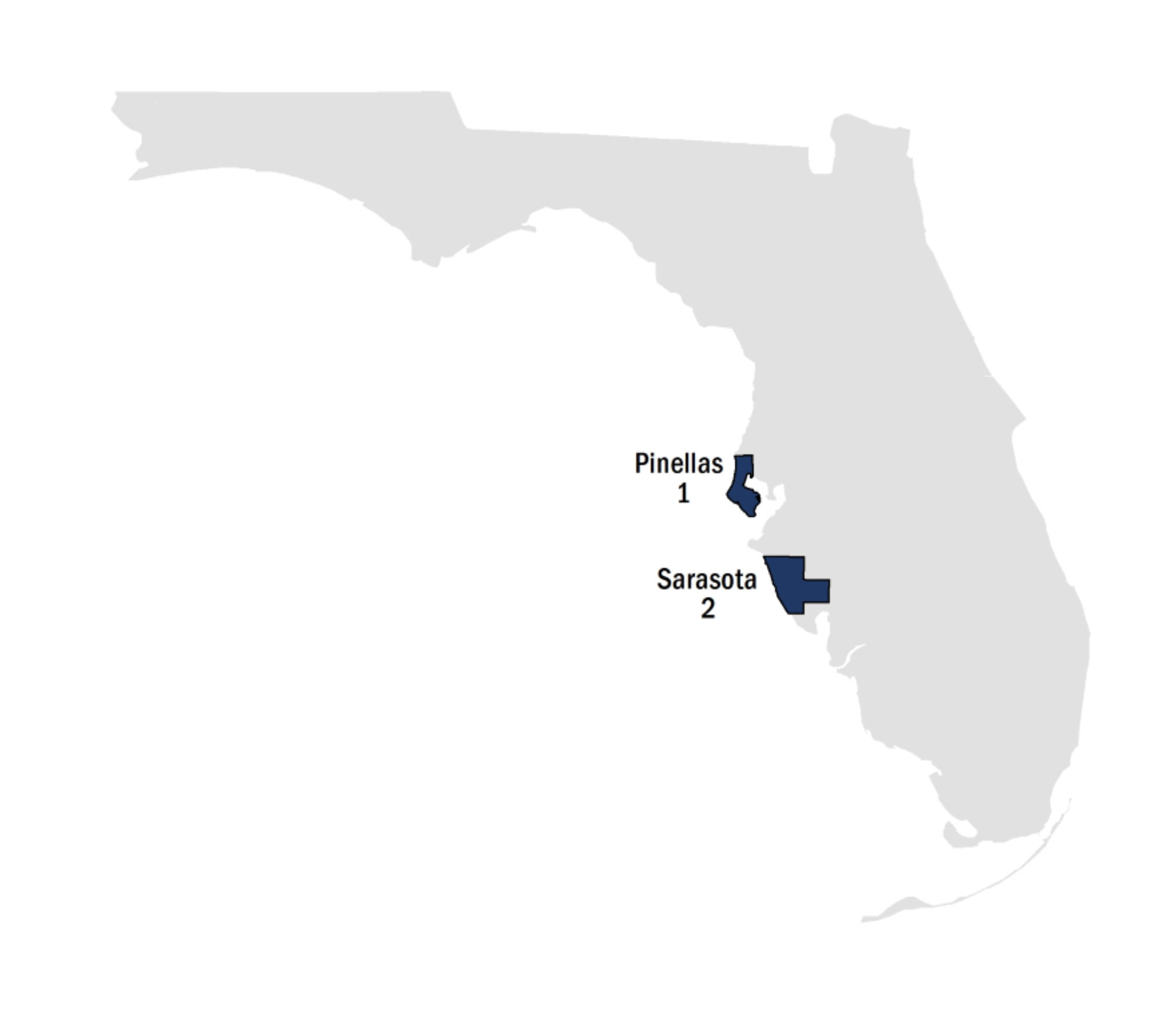 This map shows 3 calls last week (starting November 11) in 2 counties, including Pinellas (1) and Sarasota (2) counties.