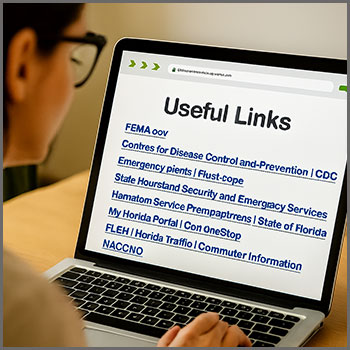 Image depicting user looking at a useful links page on a laptop