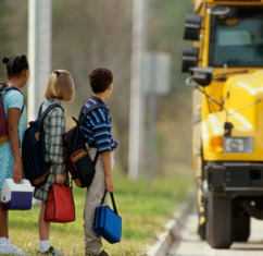 Children Boarding School Bus