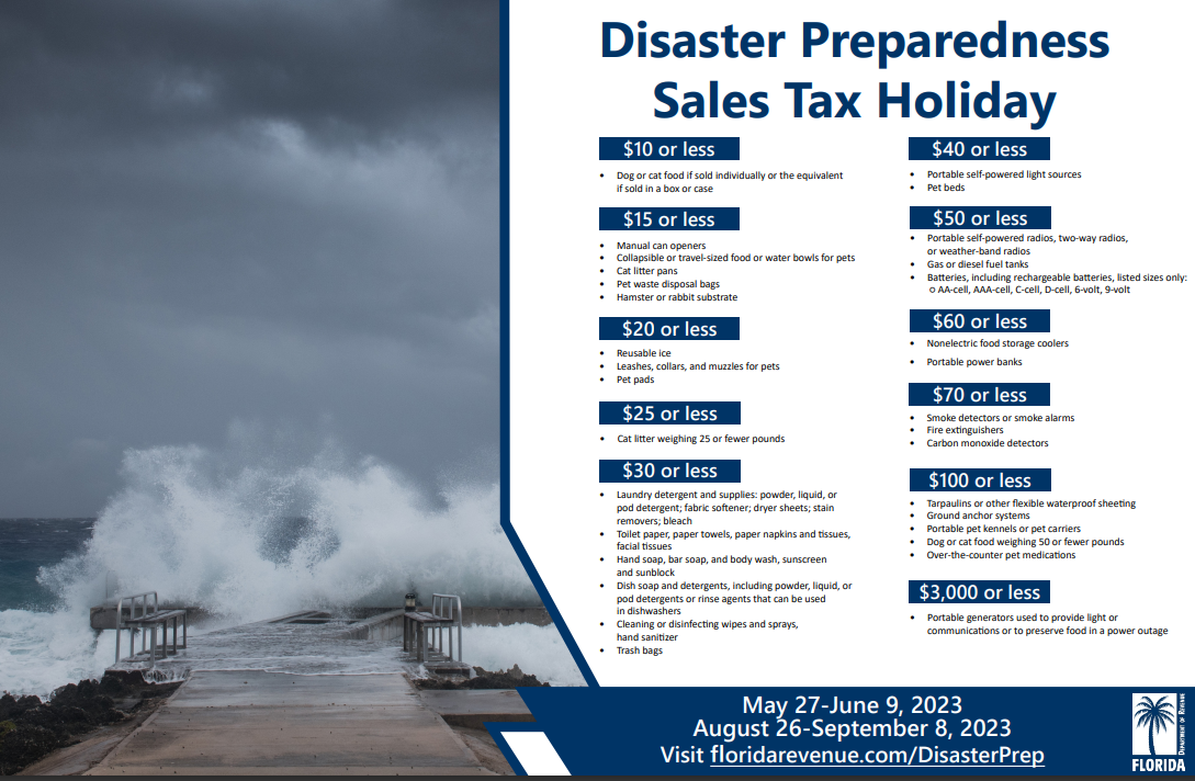 Sales Tax Holiday for Disaster-Preparedness Supplies