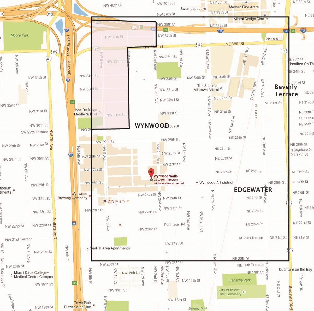 Map of area affected by locally acquired Zika cases