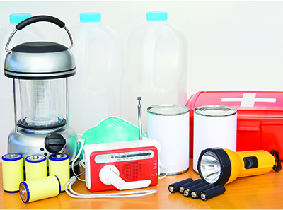 Image of supply kit items in case of power outages.