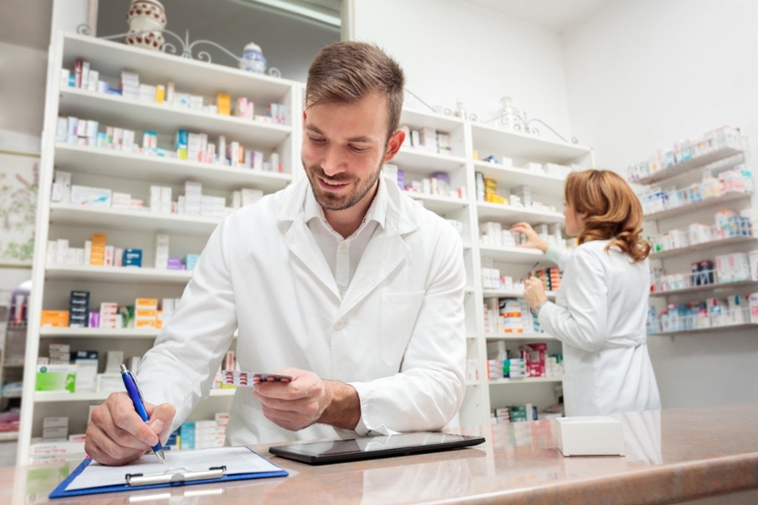 A pharmacist working in a Pharmacy