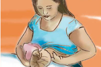 Woman breastfeeding using the Cross Cradle Hold