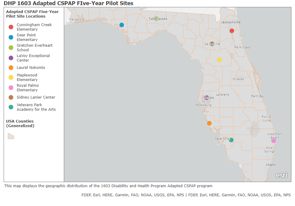 Florida map of adapted school physical activity programs