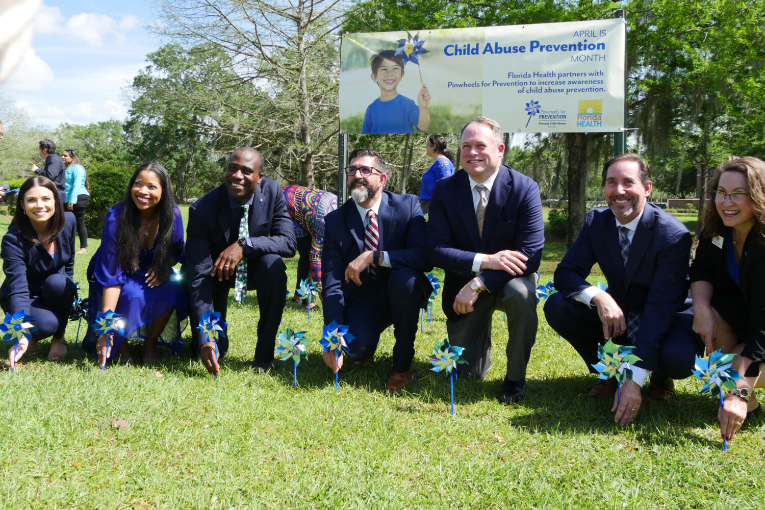 Pinwheel planting event at the Florida Department of Health.