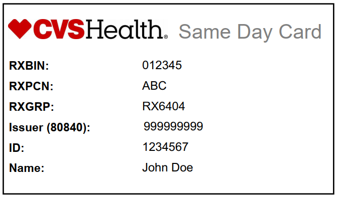 CVSHealth Same Day Card sample