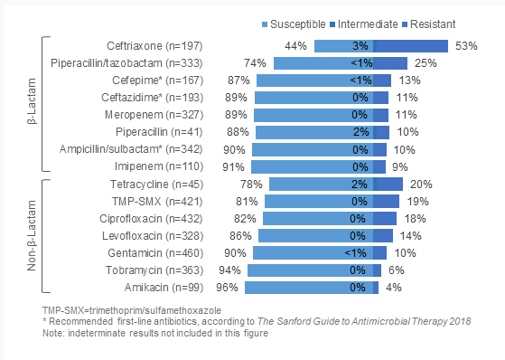 Acinetobacter species in 2019 bar graph