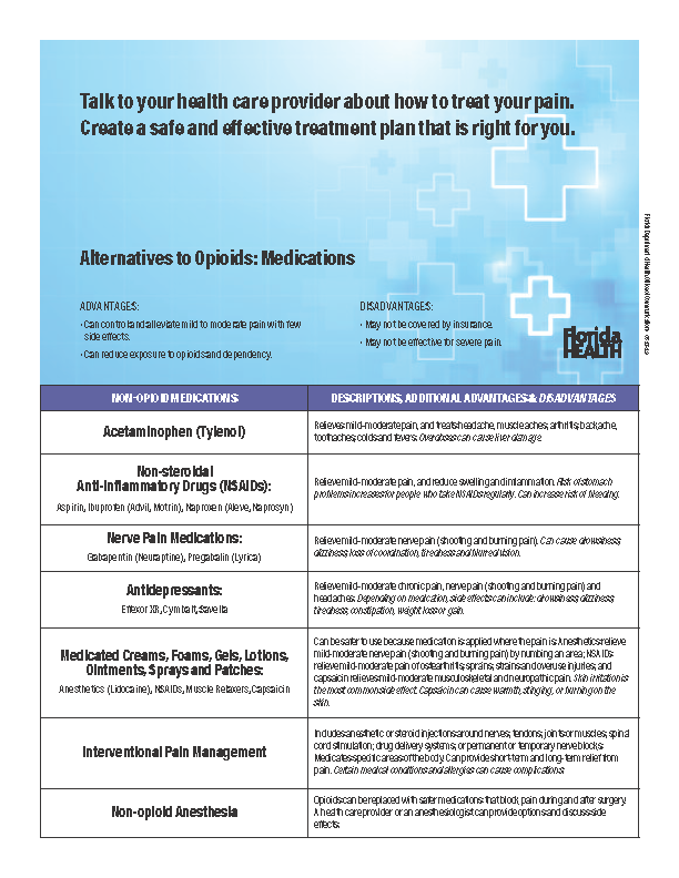 Alternatives to Opioids Pamphlet cover