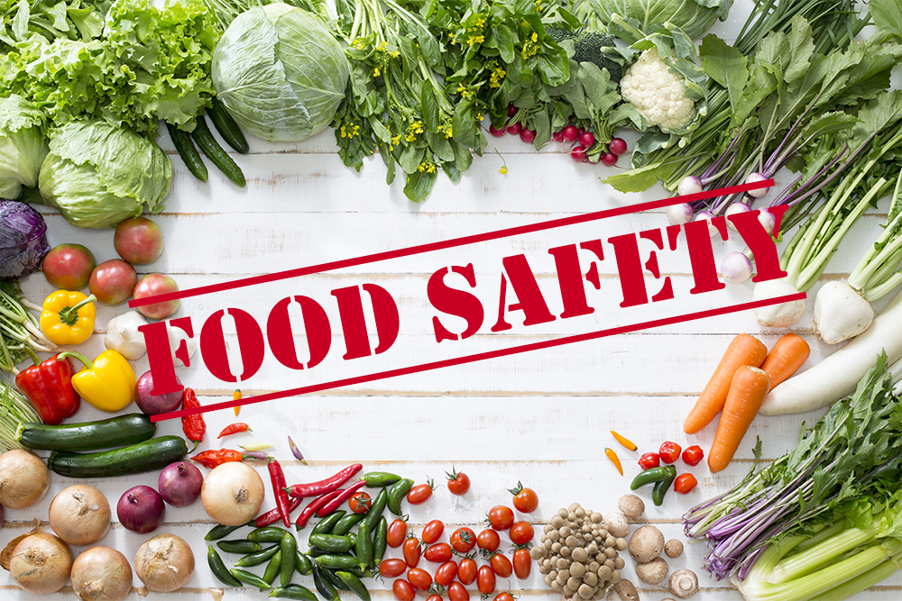 food safety graphic with fresh vegetables