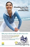 Healthier You poster with woman working out on beach