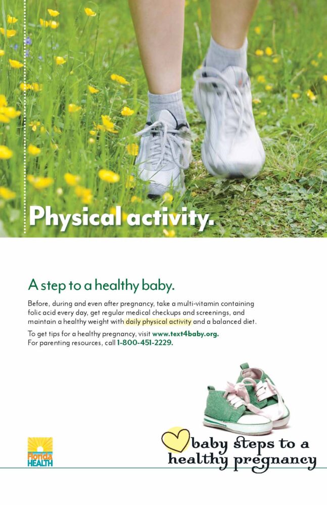 Physical activity poster with woman on a run