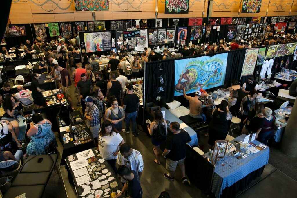 Aerial image of at tattoo convention