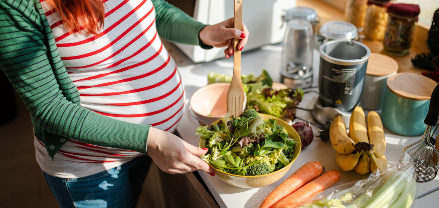 Pregnant Woman Preparing a Healthy Meal