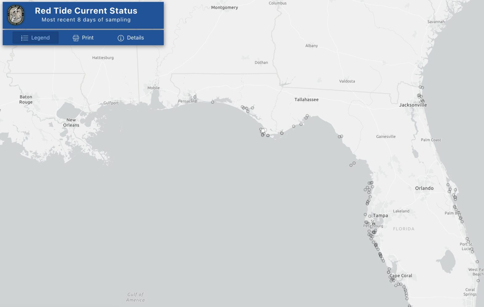 FWC Red Tide Status Map