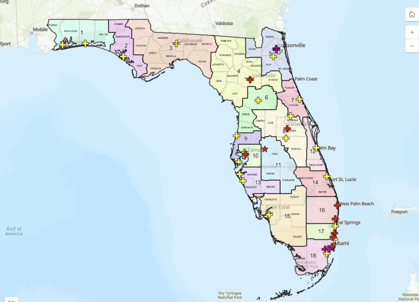 Map of Trauma Center Locations