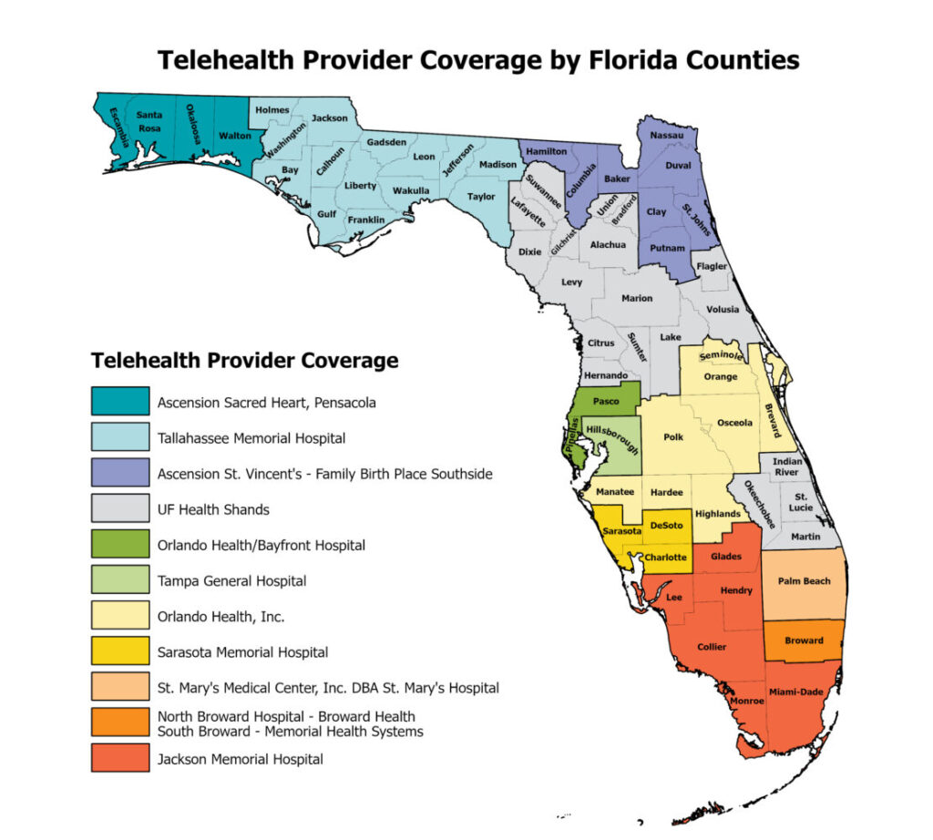 Map of telehealth maternity care coverage by county